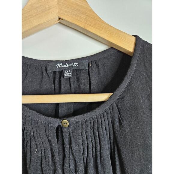 Madewell 100% Viscose Keyhole Memory Tank Top Sleeveless Pleat Size XXS Black - Picture 6 of 7